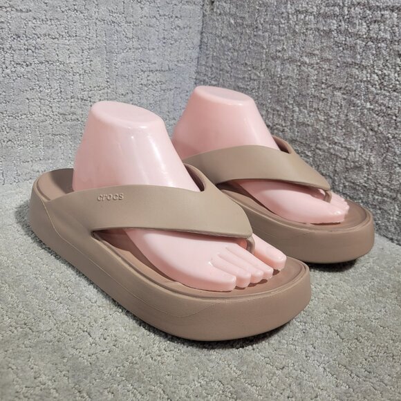 Crocs Getaway Women’s Size 11 US Tan Platform Flip Flop Sandals 209410 - Picture 7 of 12